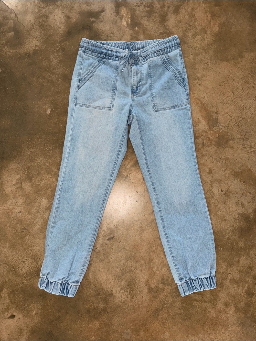 Tinseltown M Denim Jogger Pants Light Wash Elastic Waist Utility Pockets